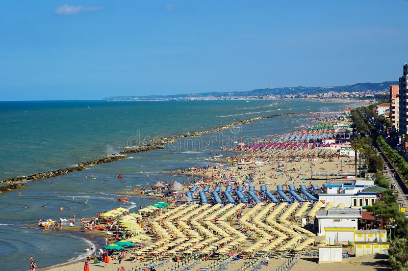 View on the Adriatic coastline with the beaches in the Montesilvano Pescara, Abruzzo region, Italy. View on the Adriatic coastline with the beaches in the Montesilvano Pescara, Abruzzo region, Italy