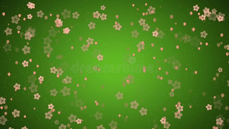 Abrégé fleurs de sakura tombant sur fond vert illustration stock