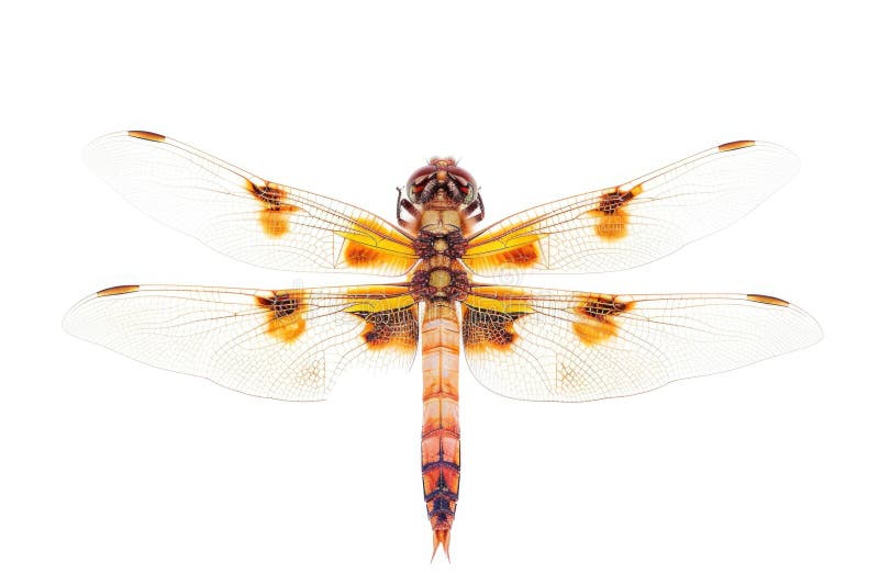 Abschluss eines Drachenfliegens auf weißer Oberfläche, perfekt für Design- oder Fotoprojekte geeignet lizenzfreie abbildung