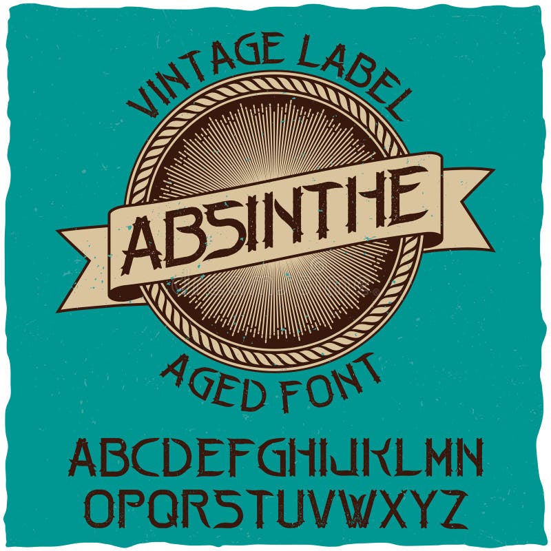 Absinthe Label Font and Sample Label Design Stock Vector - Illustration ...