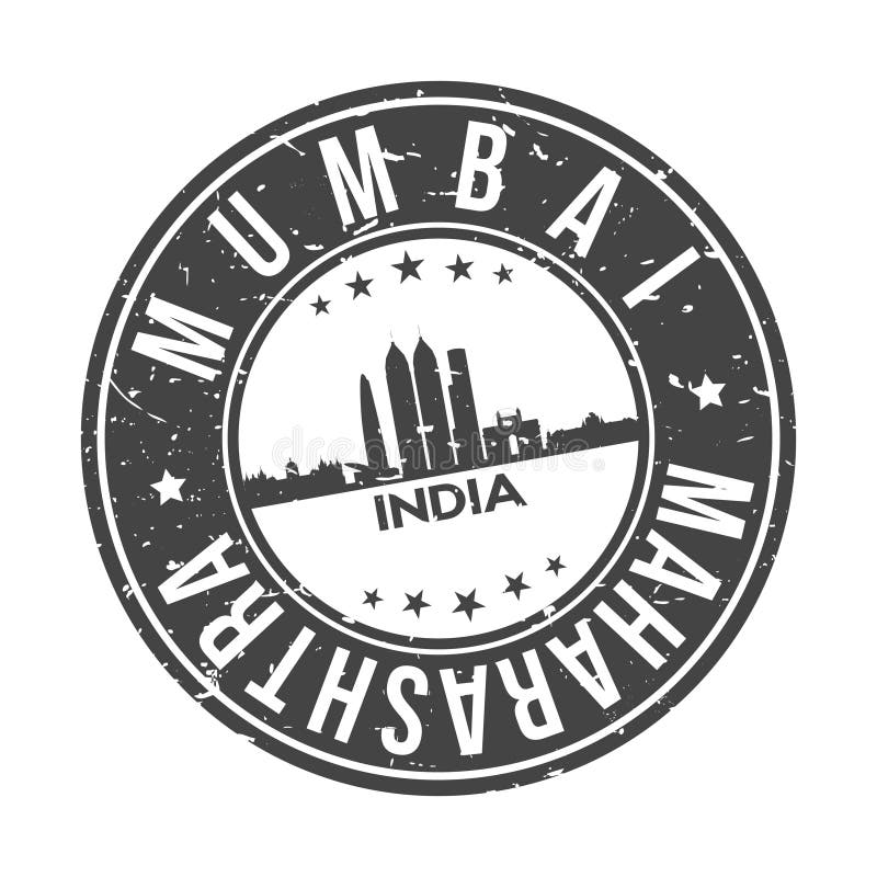 Abstempeln große Weltstädte munbai Indiens Asien Logoikonensymbolentwurfs-Skylinestadt stock abbildung