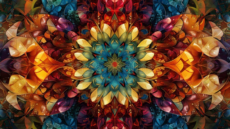 Abstracción de tela vívida decoración caleidoscópica multicolor en 3d ilustración del vector