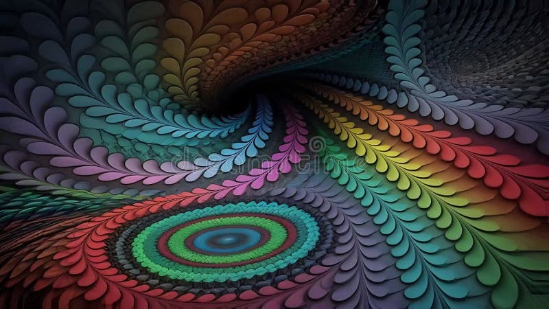 Abstracción floral multicolor : animación en bucle de fractarios brillantes. entusiastas del arte abstracto realizan exposiciones ilustración del vector
