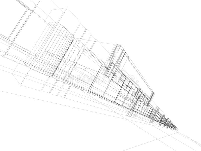 Astratto 3D di costruzione di edificio per uffici.