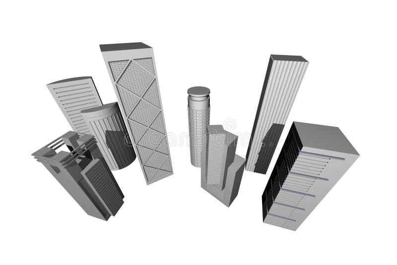 Abstract 3D render of modern skyscrapers