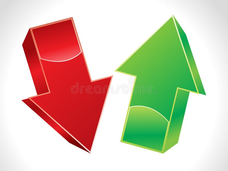 Abstract 3d up and down arrows vector illustration. Up down arrows isolated vectors
