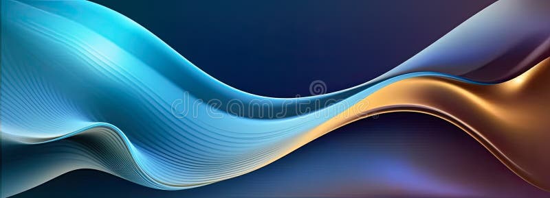Flowing pattern in blue and gold color, generative ai illustration vector illustration