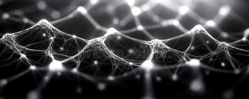 Abstract AI-inspired black and white network structure stock illustration