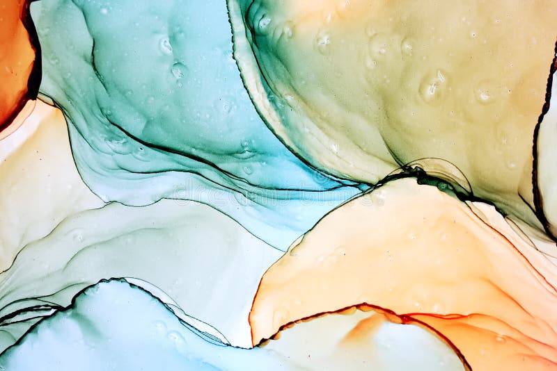 Abstract alcohol ink painting, macro photo