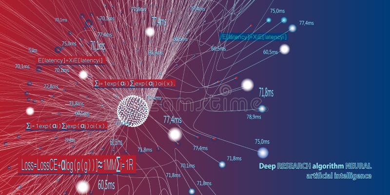 Abstract algorithms big data learning presentations. Deep research algorithm neural artificial intelligence vector illustration.