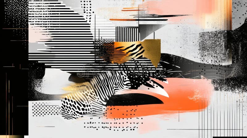Abstract animal print designs interwoven with wild geometric safari patterns stock photography