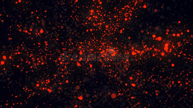 Abstract Animation Of Glittering Red Particles Motion On A Black
