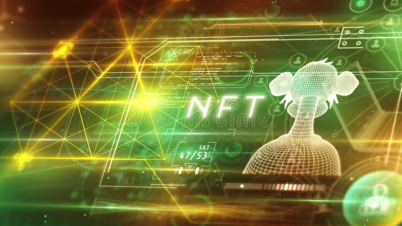 Abstract animation of NFT data digital space. vector illustration