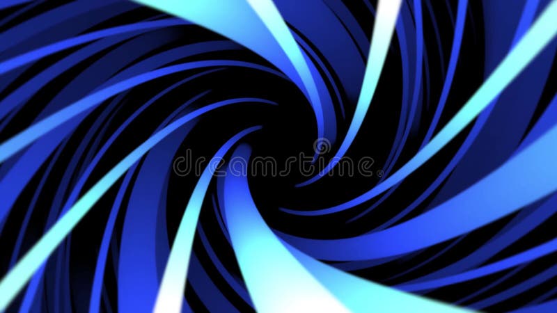 Abstract animation of spiral ribbon lines. Hypnotic background of swirling in center of the lines in different shades of