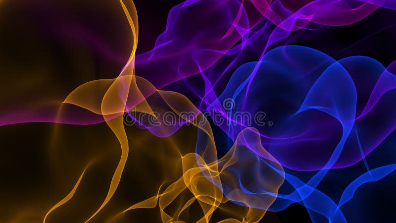 Abstract animation. Wavy color smoke on the dark space. vector illustration