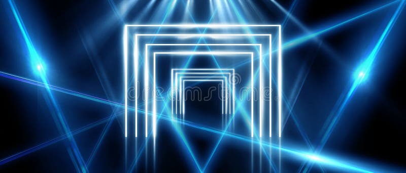 Background Of Empty Room, Lamps, Neon Light, Smoke, Fog ...
