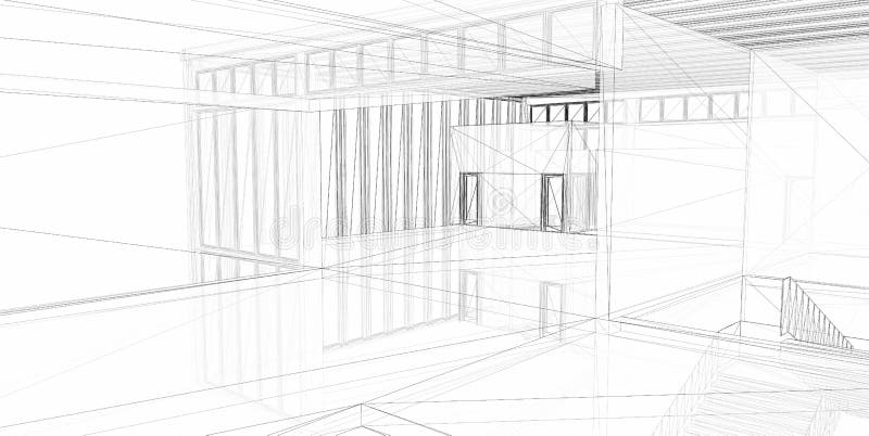 Abstract architectural 3D construction. royalty free illustration