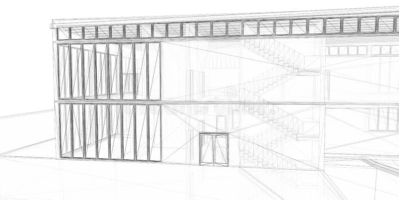 Abstract architectural 3D construction stock illustration
