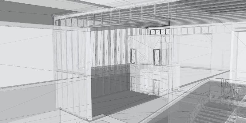 Abstract architectural 3D construction royalty free illustration