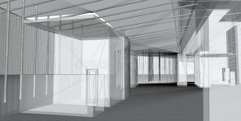 Abstract architectural 3D construction royalty free illustration