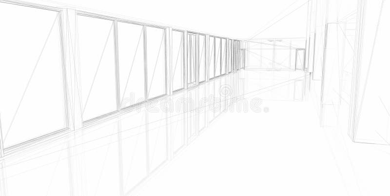 Abstract architectural 3D construction royalty free illustration