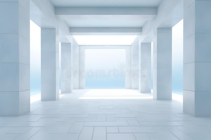 Abstract architecture background, empty open space interior stock illustration