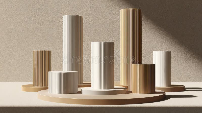 A display of abstract architectural shapes in neutral tones set against a light background, suitable for a Presidents Day celebration or exhibition. Abstract classical stock images, royalty-free photos and pictures