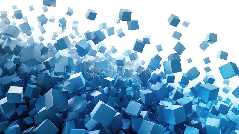 A dynamic and abstract background featuring blue cubes made with modern art technology. AIG53M stock images