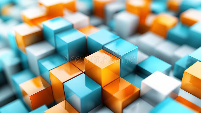 Abstract Array of Blue and Orange Cubes royalty free stock photography