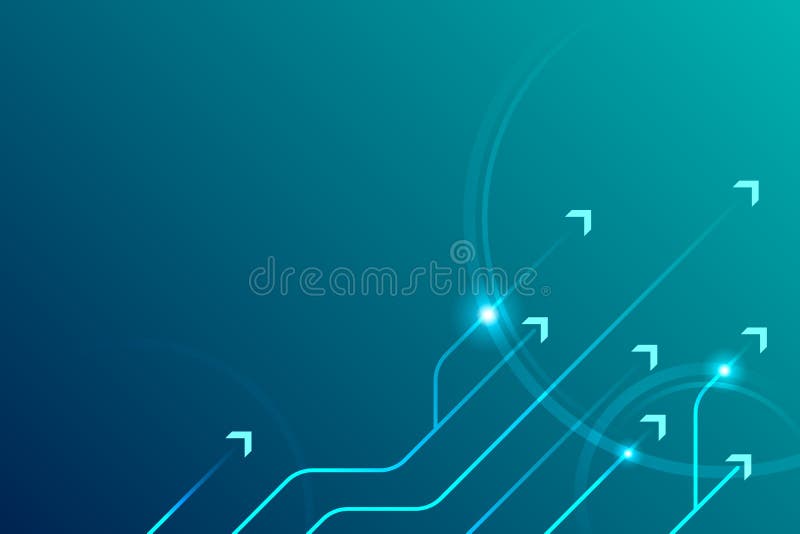 Abstract arrow circuit style on blue background, copy space composition, technology development concept. royalty free illustration