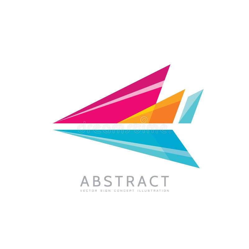 Abstract arrow - vector logo template concept illustration in flat style. Stylized airplane creative sign. Colorful design element stock illustration Abstract arrow - vector logo template concept illustration in flat style. Stylized airplane creative sign. Colorful design element stock illustration