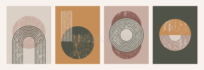Abstract art Background in Trendy minimal Style with Rainbow and Sun. Vector Boho Illustration vector illustration