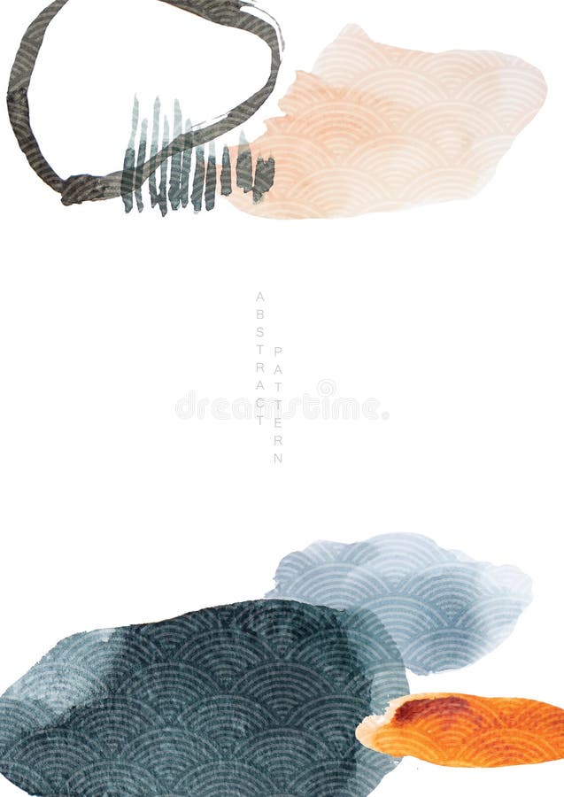 Abstract Art Background with Watercolor Element Vector. Japanese Wave ...