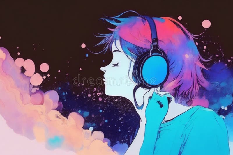 Download Anime Wallpaper Music Listening Royalty-Free Stock