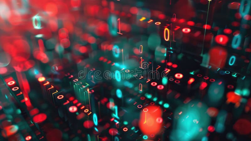 Abstract Art of Binary Code and Digital Waves in Blue and Pink Colors ...