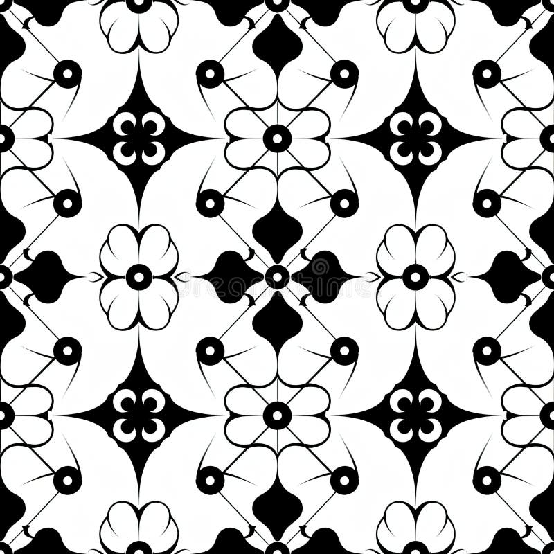 Abstract Art with Black and White Patterns Stock Illustration