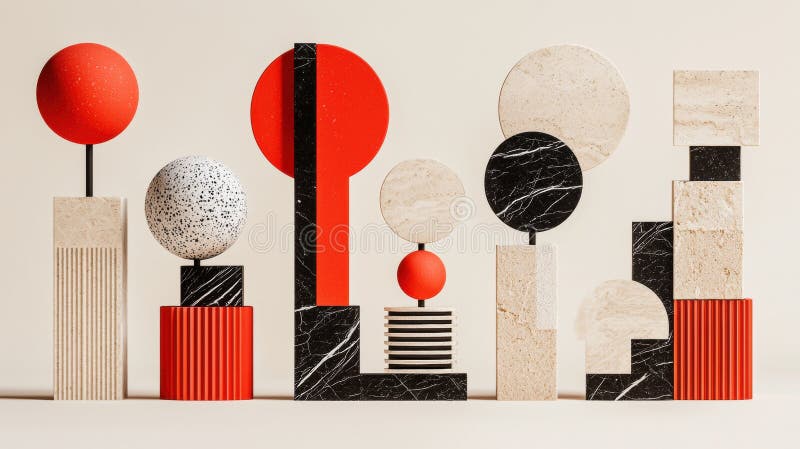 Abstract Art: A Collection of Geometric Sculptures stock image