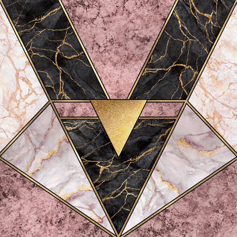 Abstract art deco background, modern minimalist mosaic inlay, artificial stone textures, marbling, pink marble granite agate, gold stock photos