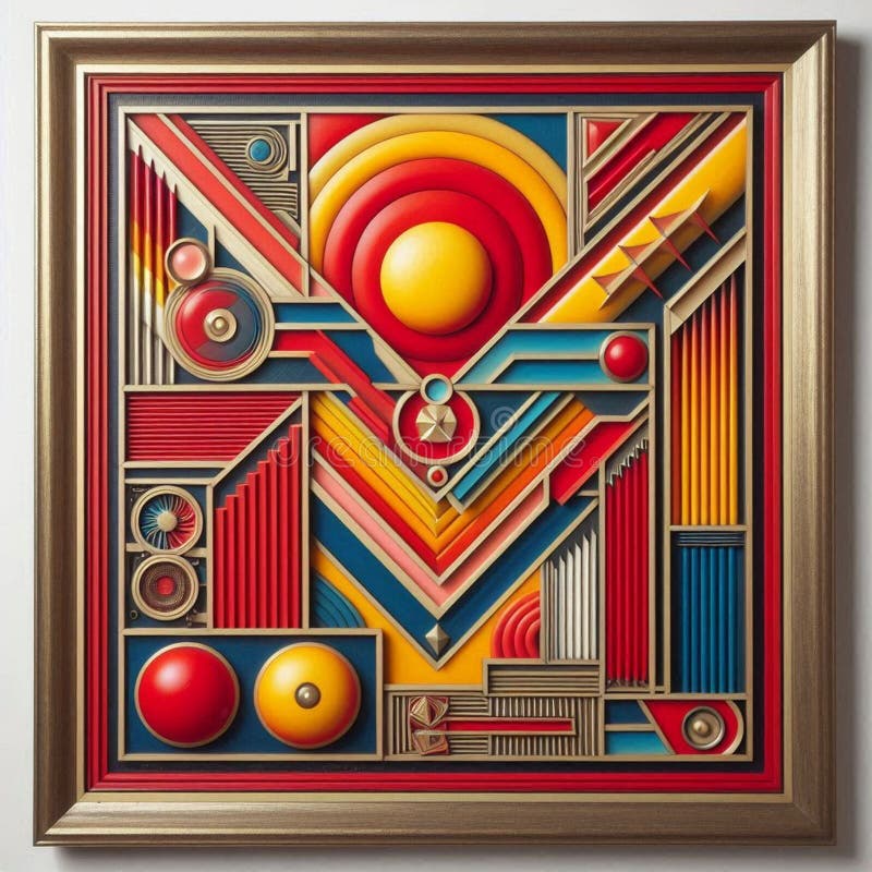 Abstract art using visual language of shape, form, color and line to create a imaginative composition stock photography