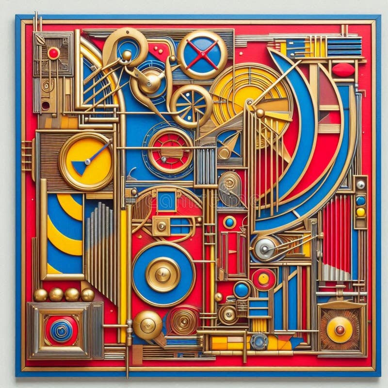 Abstract art using visual language of shape, form, color and line to create a imaginative composition royalty free stock image