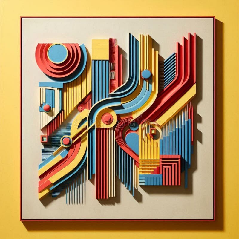Abstract art using visual language of shape, form, color and line to create a imaginative composition stock photos