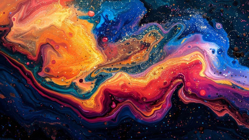 Abstract art with vibrant colors swirling and mixing, creating a dynamic and mesmerizing visual stock illustration