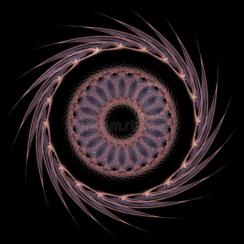 Abstract artificial computer generated iterative flame fractal art image of a symmetrical circle stock illustration Abstract artificial computer generated iterative flame fractal art image of a symmetrical circle stock illustration