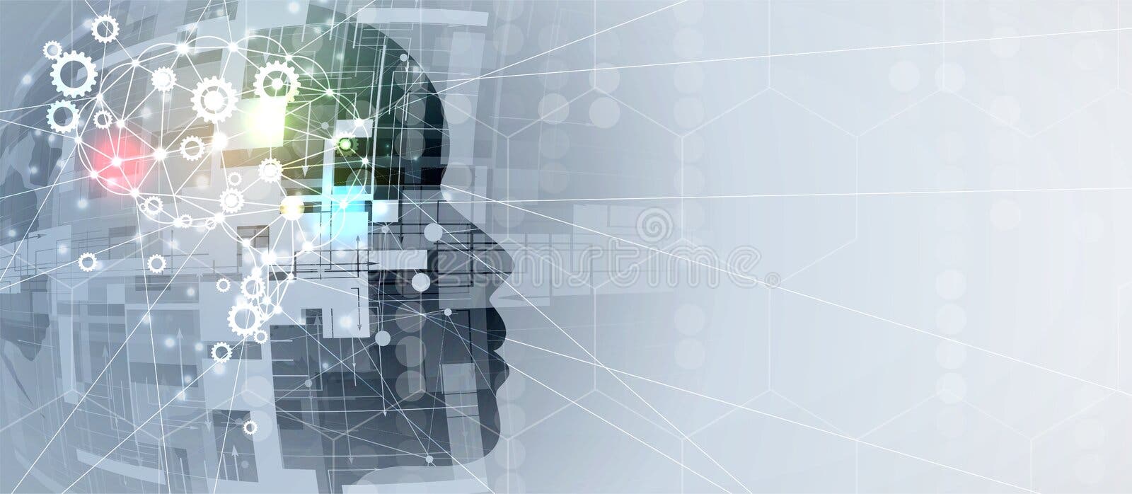 Artificial intelligence. Technology gear system web background. Virtual conc royalty free illustration