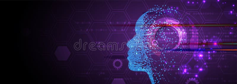 Artificial intelligence. Technology web background. Virtual concept stock illustration