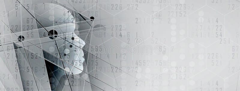 Artificial intelligence. Technology web background. Virtual concept stock illustration