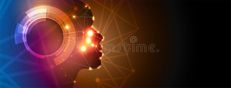 Artificial intelligence neuro connection. Technology web background. Virtual conc stock illustration