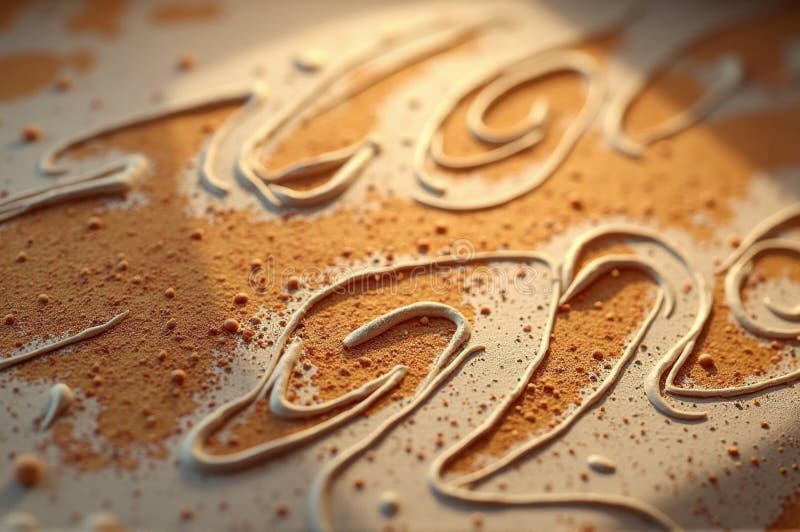Abstract artistic close-up of textured surface with swirls and paint splatters stock illustration