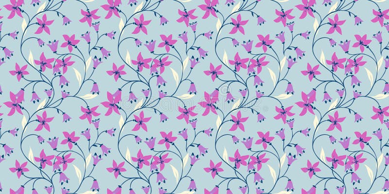 Abstract artistic wild floral stems intertwined in a seamless pattern. Creative pastel printing with branches stock illustration