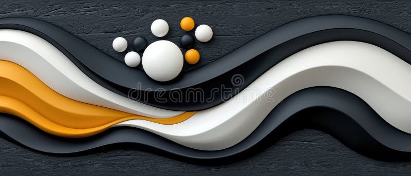 Abstract artwork a d rendering of wave like pattern with black white and orange colors the image presents captivating design illustrazione di stock